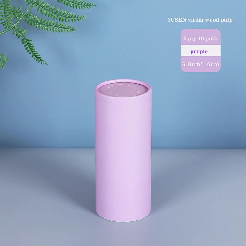 OEM Round container car travel facial tissue size bulk solid cup paper holder tissues Cylinder round tube car tissue paper box