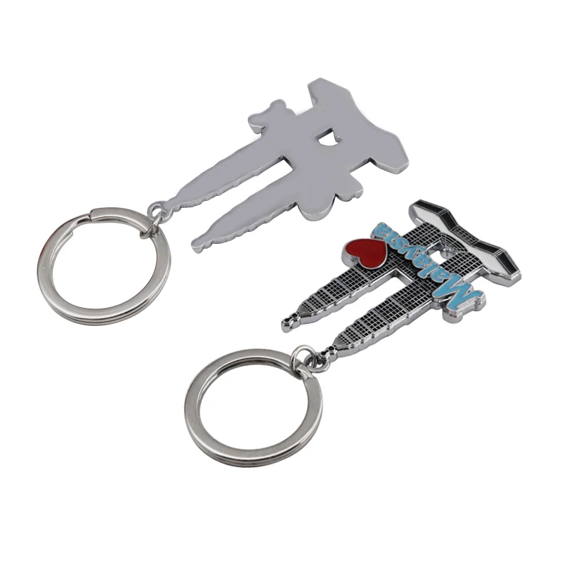 Customized Metal twin towers tourist attractions car pendant promotional gift keychain