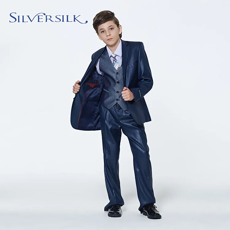 New design custom brand fashion navy children 3 piece blazer pant kids suit for boys
