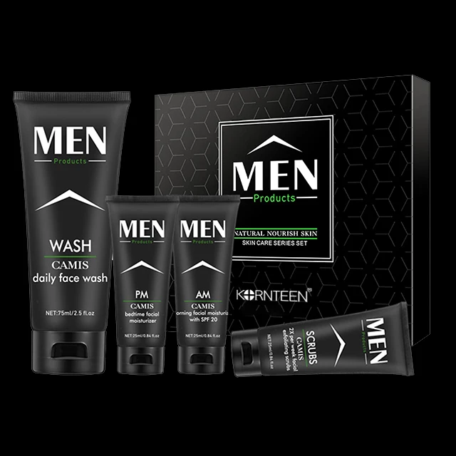 Private Label Organic Korean Facial Moisturizing Skincare Set Face Wash Face Crean Day And Night Cream Men Skin Care Set