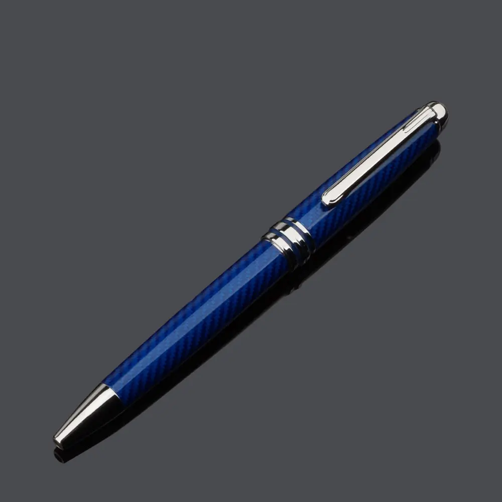 Luxury Dark Blue Carbon Fiber Classic Mont Blank Metal Ballpoint Pen