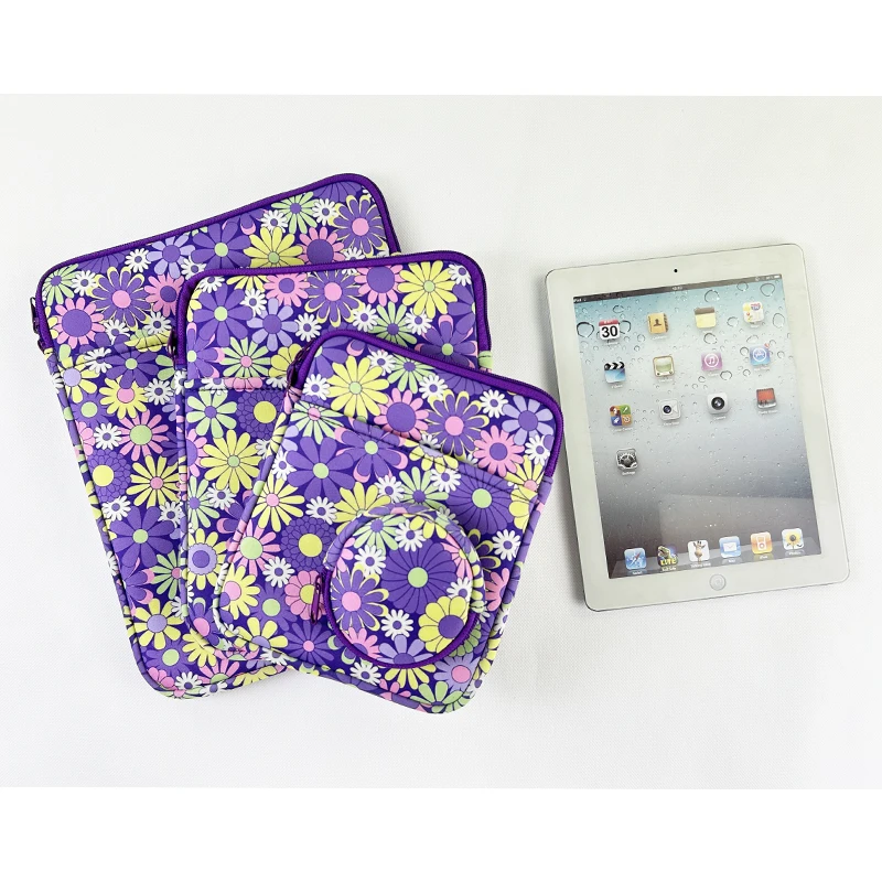 Colorful inside Neoprene Book Sleeve Zipper Soft Protective Laptop iPad Case Lipstick Keychain