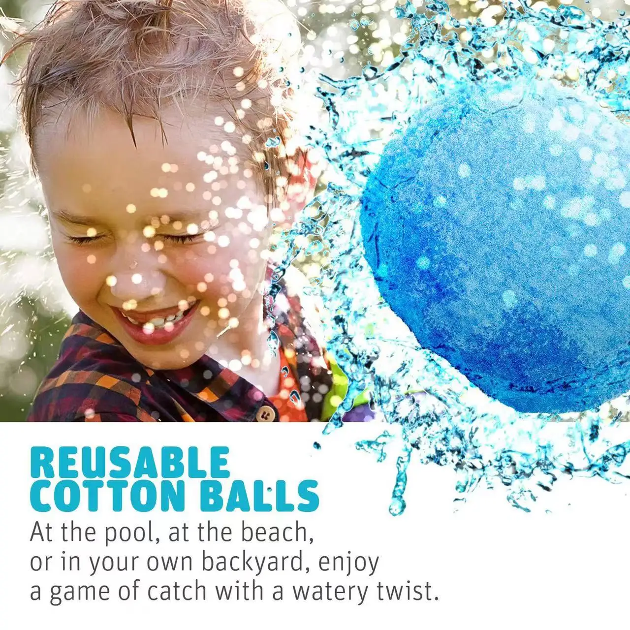 Reusable Water TOY Beach Balls, Splash Water Soaker Cotton Balls, Soft Cotton Soaker Bomb Balls for Pool Water Ball