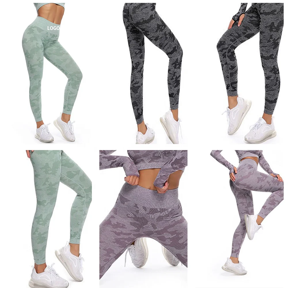 Running Fitness Camouflage High Waist Womens Camo Seamless Yoga Leggings