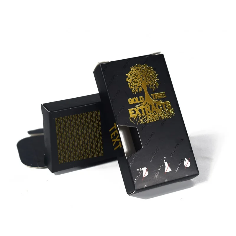 Custom gold foil folding paper boxes 2g disposable cardboard cartridge custom branded glo cart box packaging