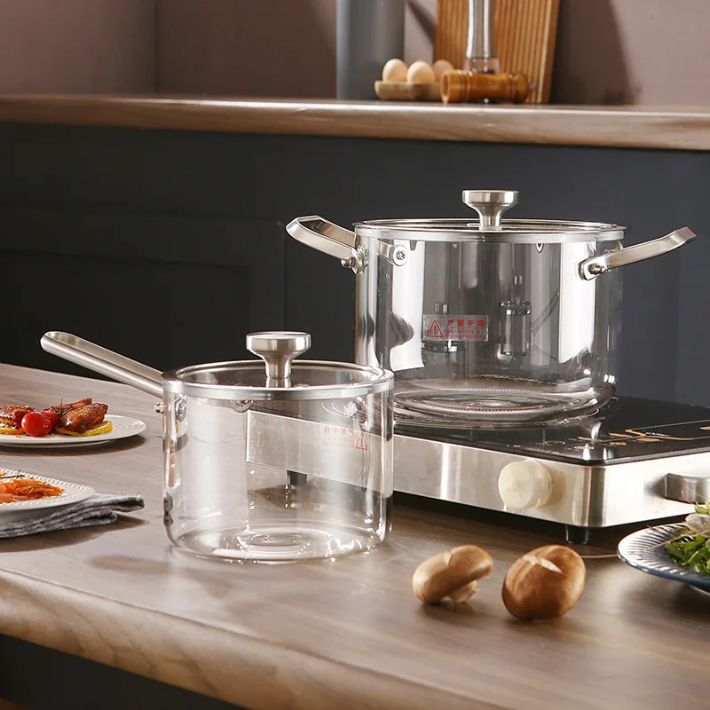 Wholesale Clear Safe Pyrex Glass Cookware Household kitchen cookware glass pot High borosilicate glass cooking pot