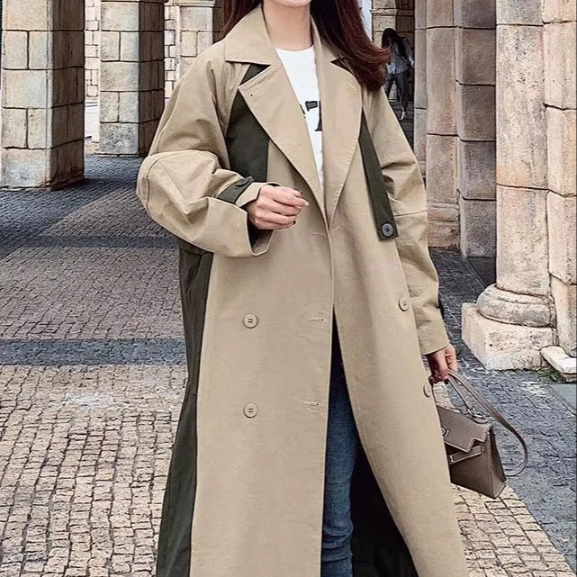 Высококачественное модное женское длинное двубортное пальто большого размера
