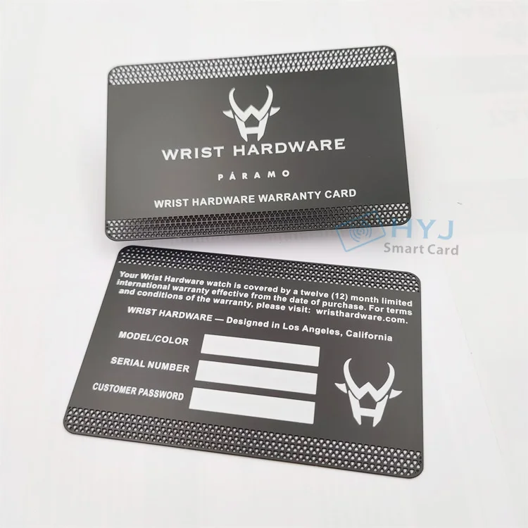 Custom luxury authenticity card metal warranty card for Watch / Jewellery
