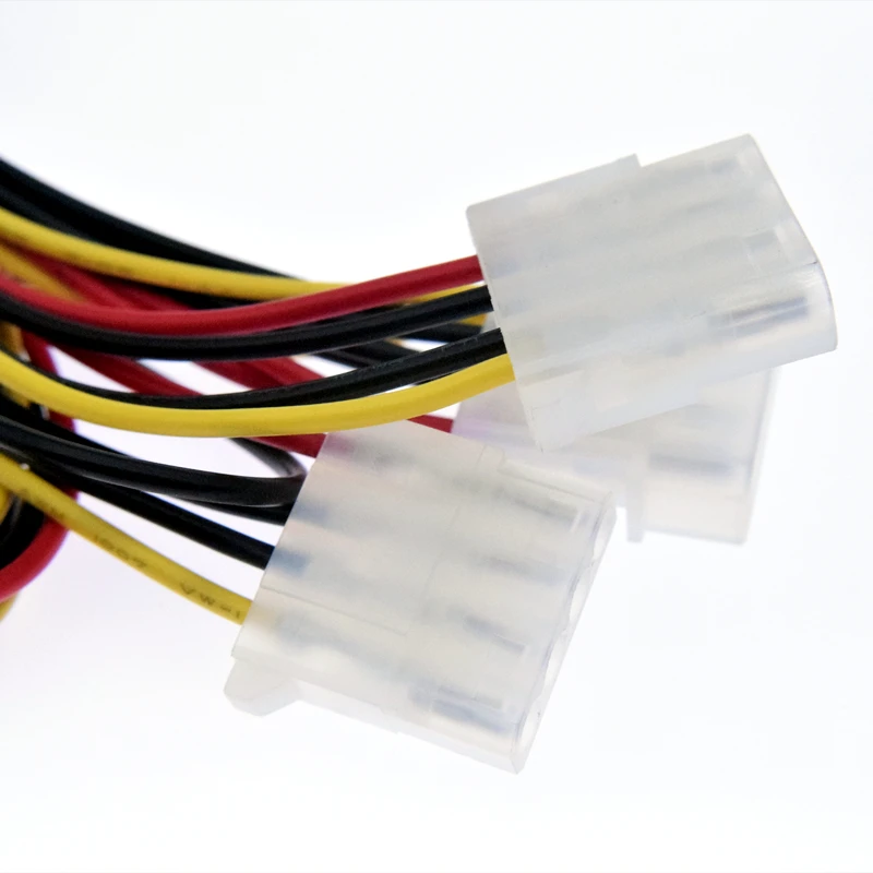 5.08 pitch Big 4pin male to 2 female IDE 1 by 2 Molex male to dual female power cable for cooling fan for PC