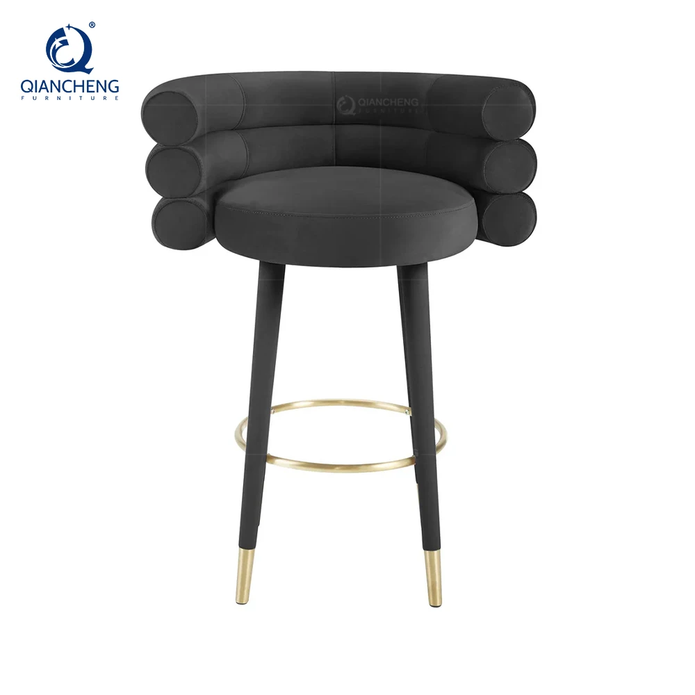 Pu Faux Leather High Bench Bar Stool Dining Kitchen Restaurant Contemporary Design Soft Velvet Counter Chair With Back High