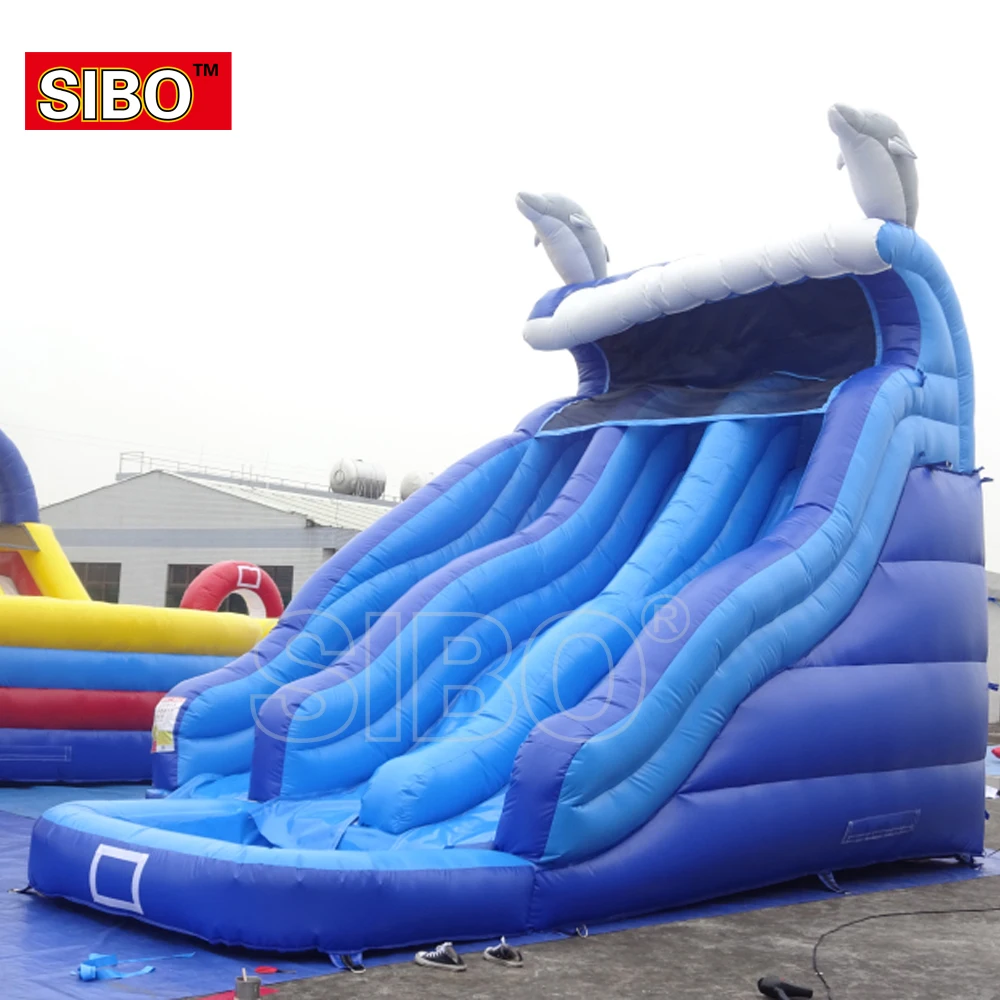 GMIF outdoor hot inflatable equipment blue wave inflatable water slide toy for kids fun in beach