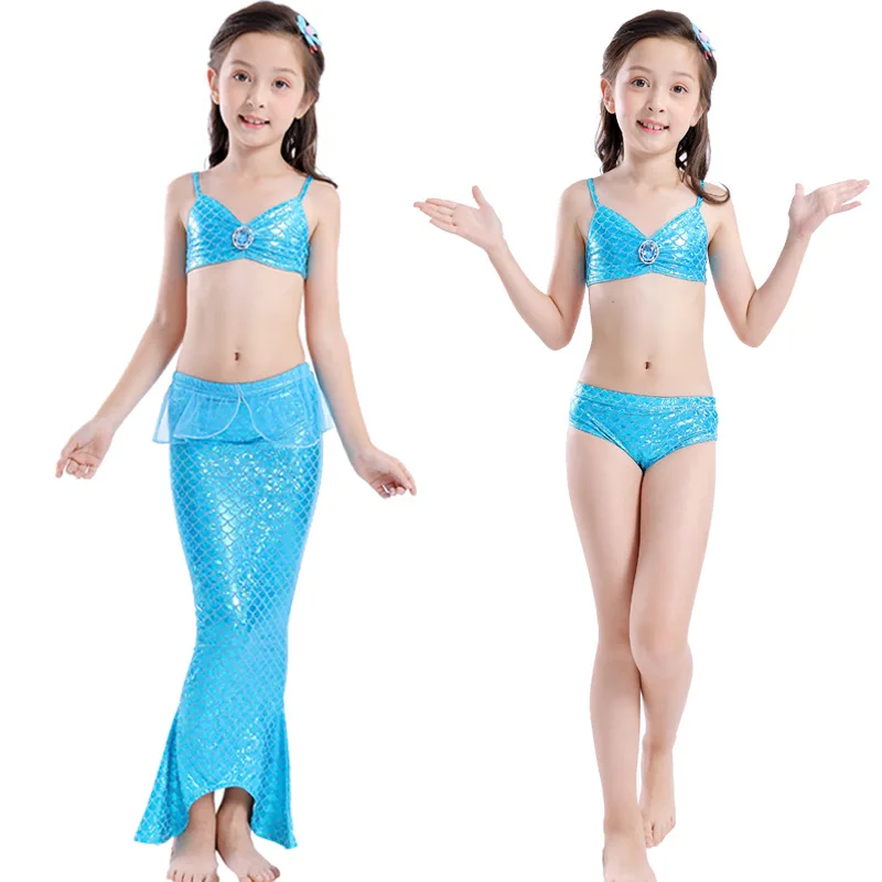
Hot design kids girls swimwear 3pcs bikini mermaid tail for swimming 