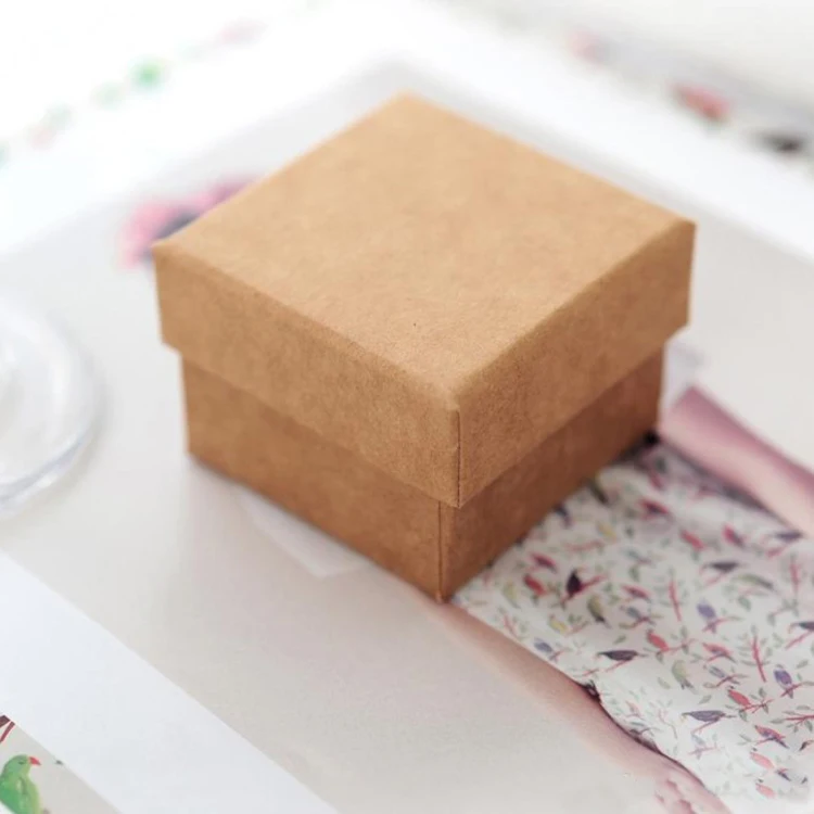 Fashion Classic American Kraft paper Ring Packing Box High Quality 800g Cardboard Earrings Muji Jewlery Packaging Box