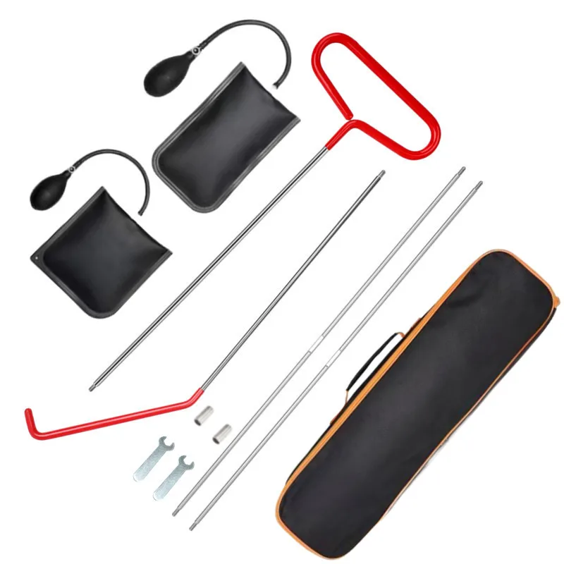 Locksmith Supplies Tools Professional Automotive Car Lockout Kit with Long Reach Grabber Air Wedge Non Marring Wedge Tool Bag