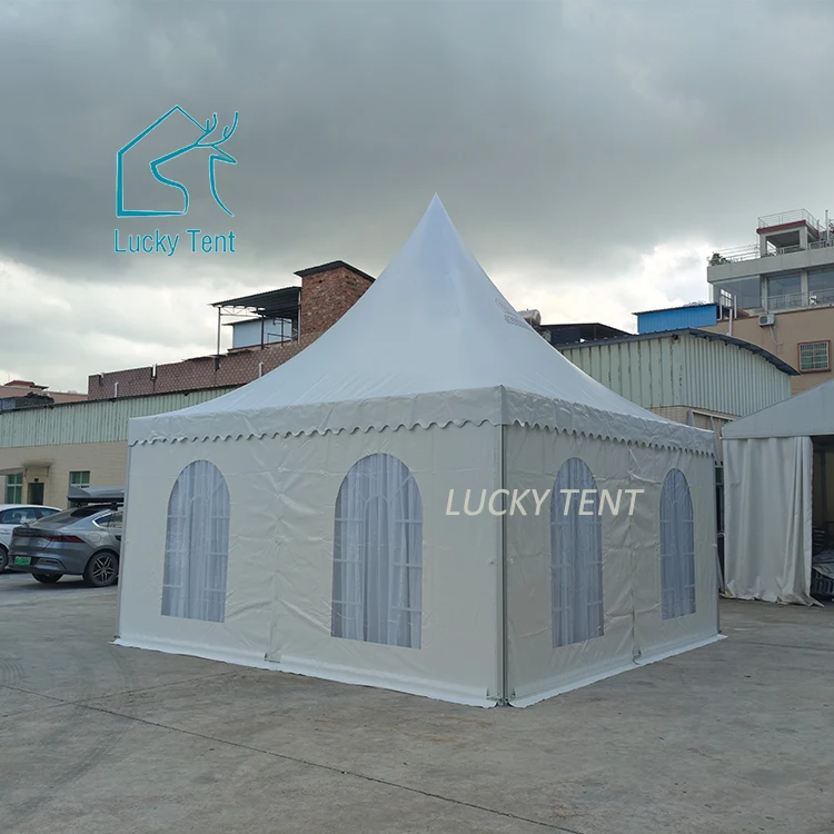 Guangzhou Factory Sale 5*5m Gazebo Party Tent Pagoda Tent For Events Wedding with White Blackout Curtain