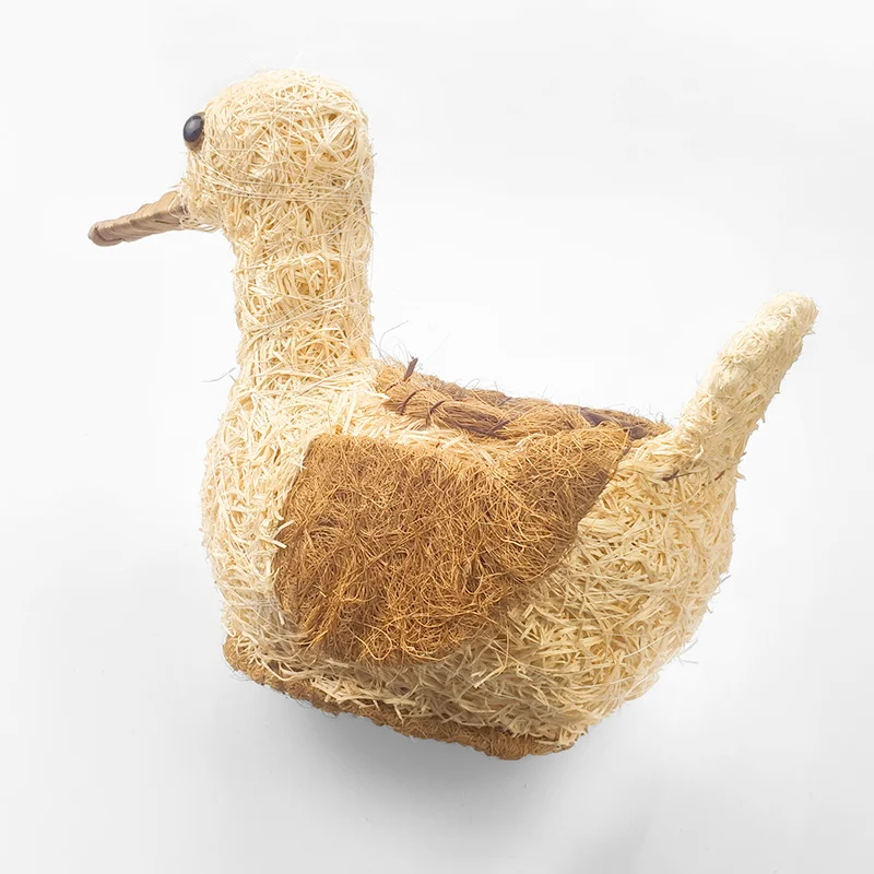 New Arrival Rattan Coconut fiber Animal Duck Shaped Planters For Flowers Wholesale Flower Pots