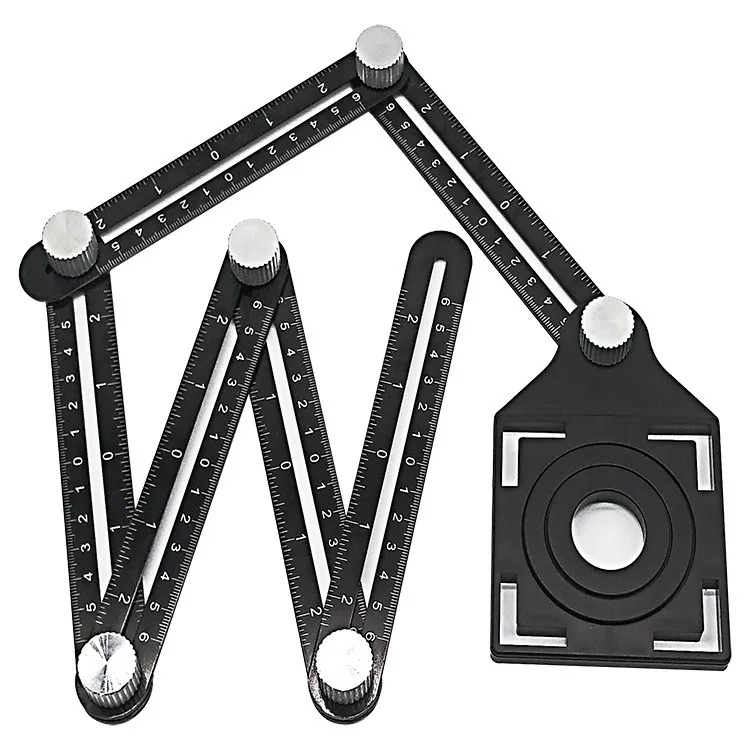 
6 Sides Multi Angle Measuring Ruler Aluminum Measurement Tool Universal Opening Locator 