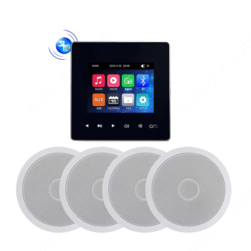Mini Blue-toth Wall Amplifier Smart Home Audio  4*20W Stereo Sound Music Panel PA System Loudspeaker Ceiling Speaker kits