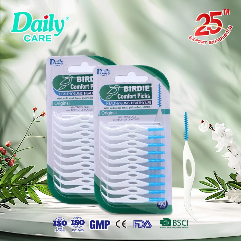 Daily Care Soft Rubber Bird Shape Age-Appropriate Adult Toothpicks Interdental Brush for Teeth Cleaning