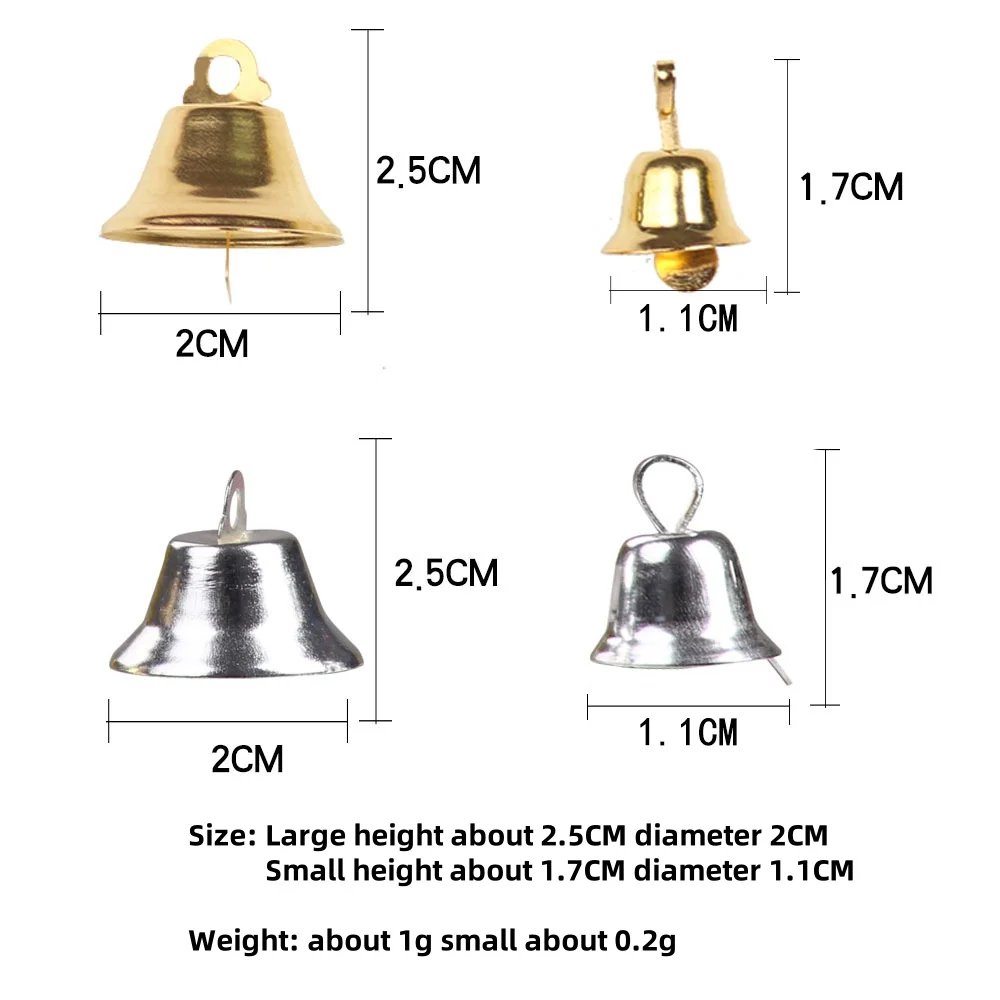 2cm Gold/Silver Small Bell for Christmas DIY Decoration 10 Piece/Pack