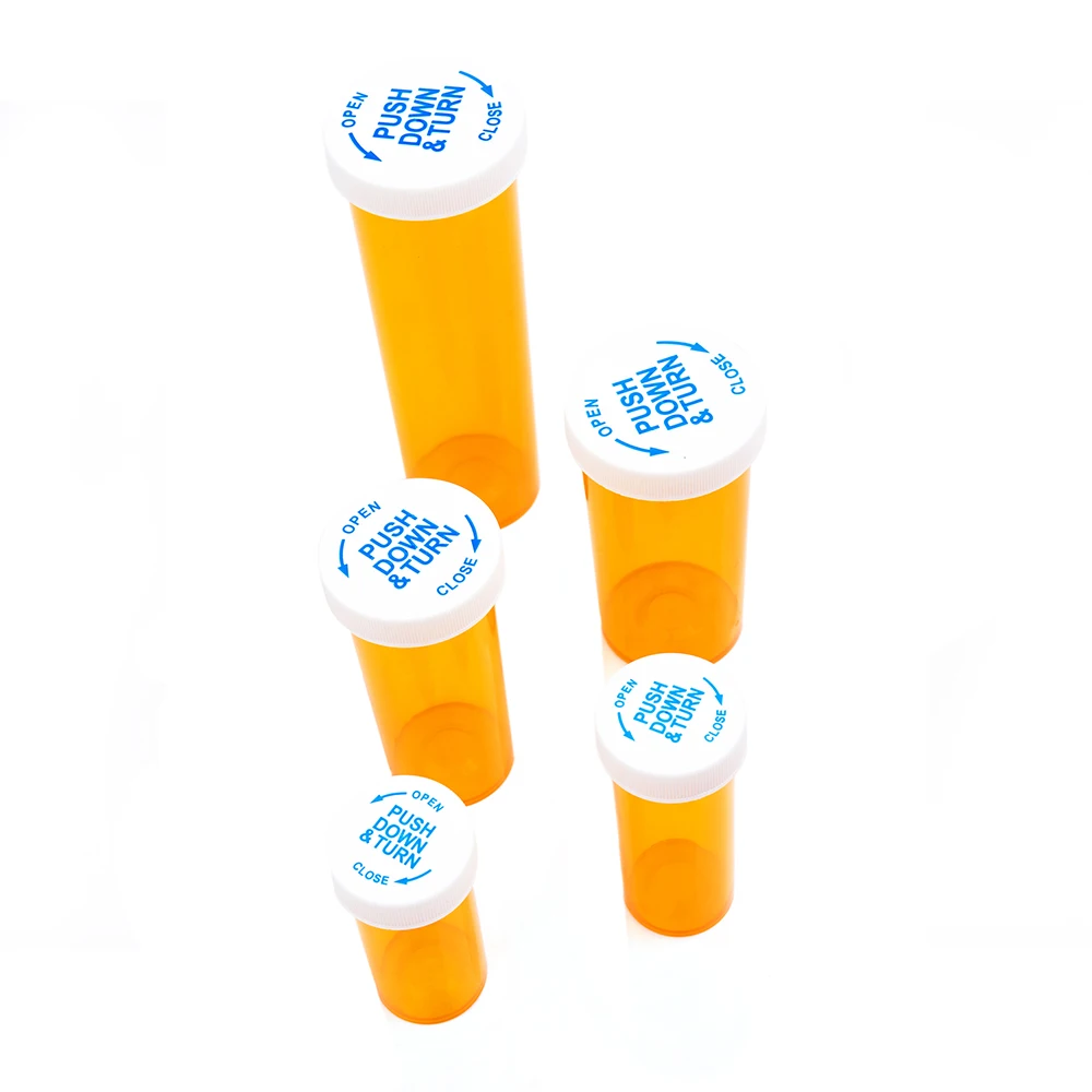 Апельсиновые пластиковые флаконы для крышек с принтом логотипа на заказ rx лекарство от 6 dram до 60 противоударные
