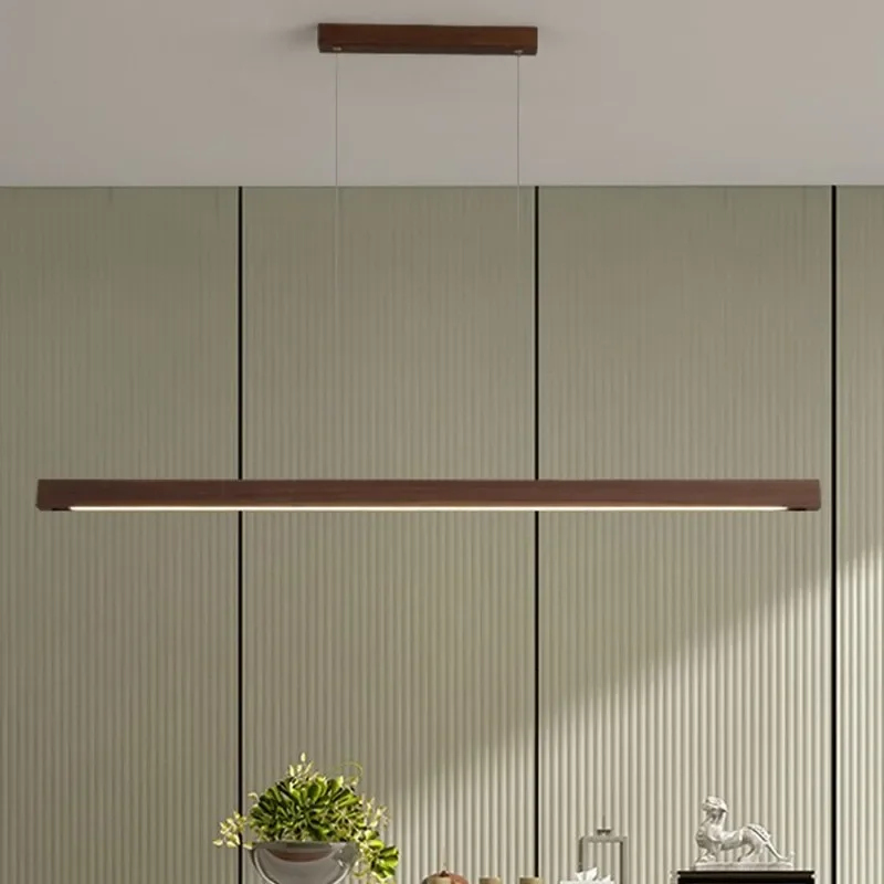 Walnut Color Long Simple Dining Table Chandeliers for Study Room Bar Home Decor LED Pendant Lamps Lighting Suspension Luminaire