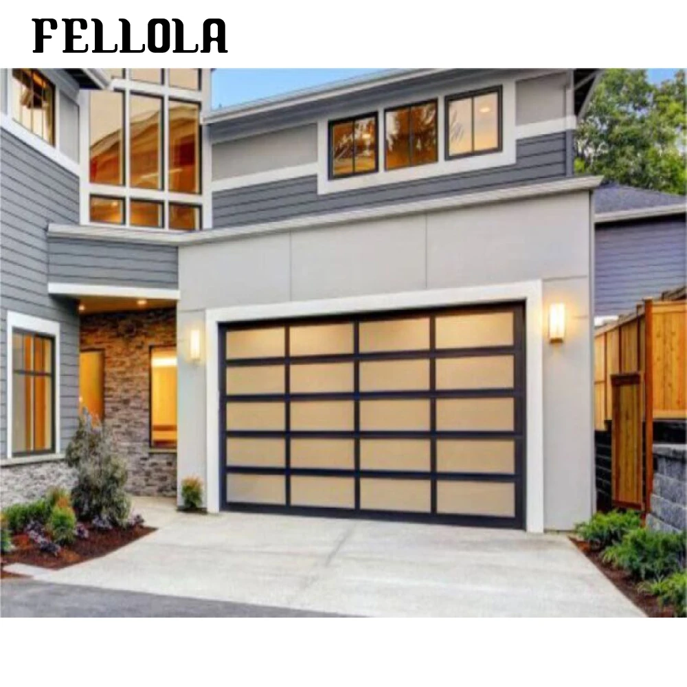 High quality interior home aluminium bi fold clear glass with motor garage door