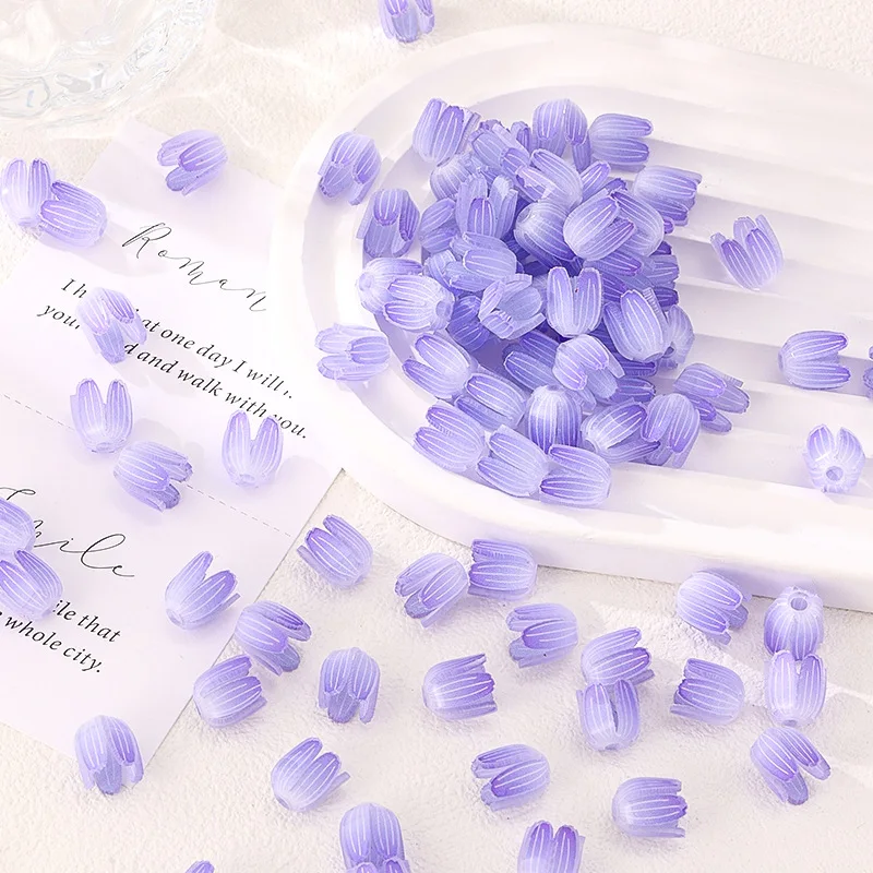 Resin Tulip Leaf Colorful Beads Flower Shape Loose Spacer Bead for Jewelry Making DIY Bracelet Necklace Accessories