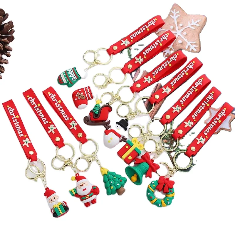 Linda Santa Claus Doll Christmas Tree Snowman Car Keychain Fashion Metal Jewelry Decorative Pendant Christmas Keychain