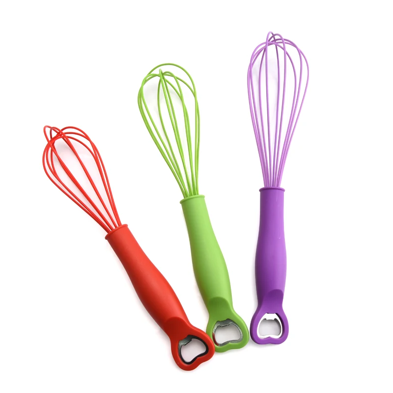 11 12 13 inches cooking baking silicone egg beater hand whisk with bottle opener