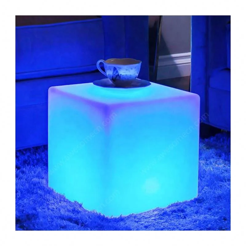 PE material modern design 40cm fancy plastic cubes chair led cube furniture sale led chairs and tables
