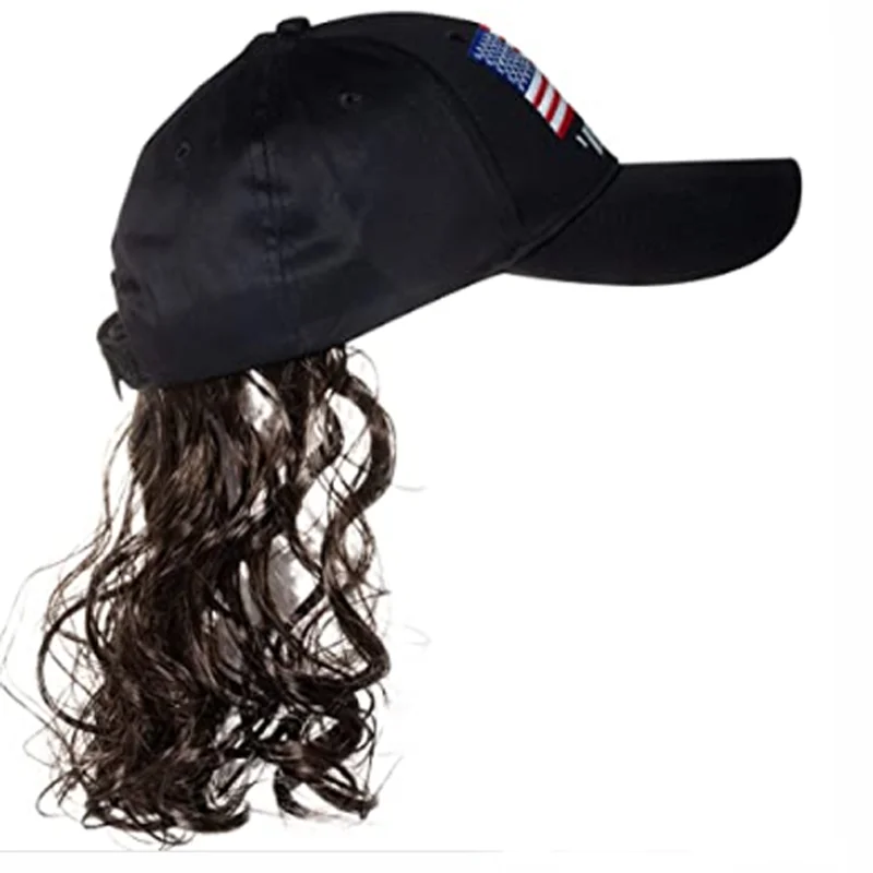 Fashionable Baseball Cap Hat Wig Long Straight Hairpiece Outdoor Travel Wig Hats Hair Wigs With Hats