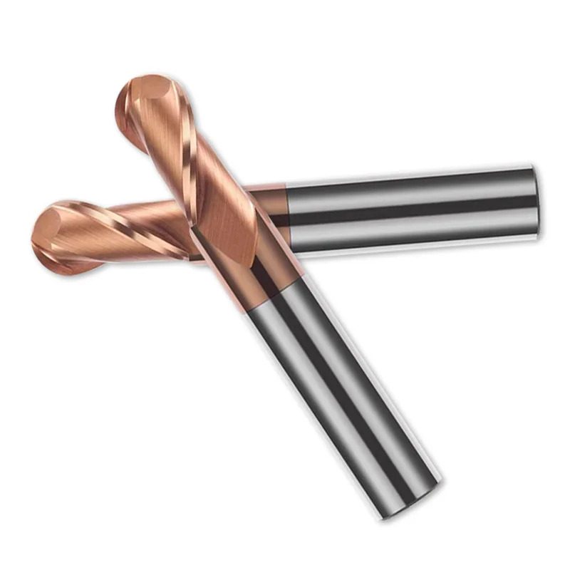 Hot sale carbide HRC 55 deg Tungsten Steel 2 Flutes Ball Nose End Mills  CNC Cutter Tool For Die Steel Iron