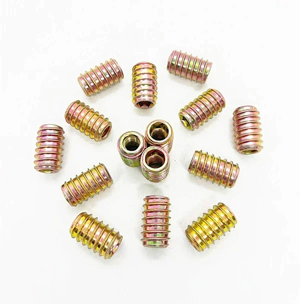 M8  Hex Socket Drive Head Zinc Alloy Drive Insert Nuts Threaded For Wood Furniture