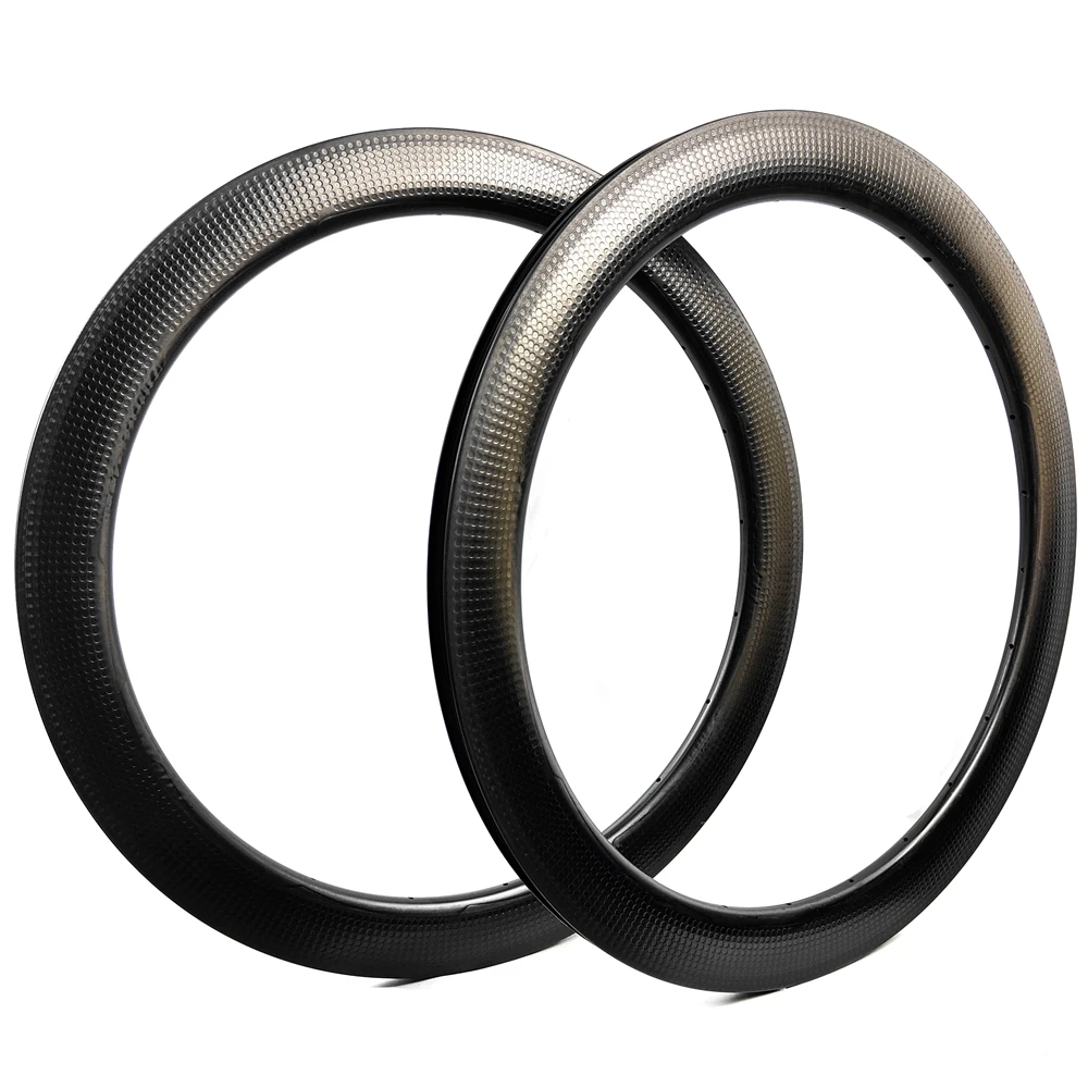 BIKEDOC 700C Bicycle Carbon Dimple Rim Width 25mm Depth 45mm 50mm 58mm 80mm Clincher Tubeless Road Dimpled Surface