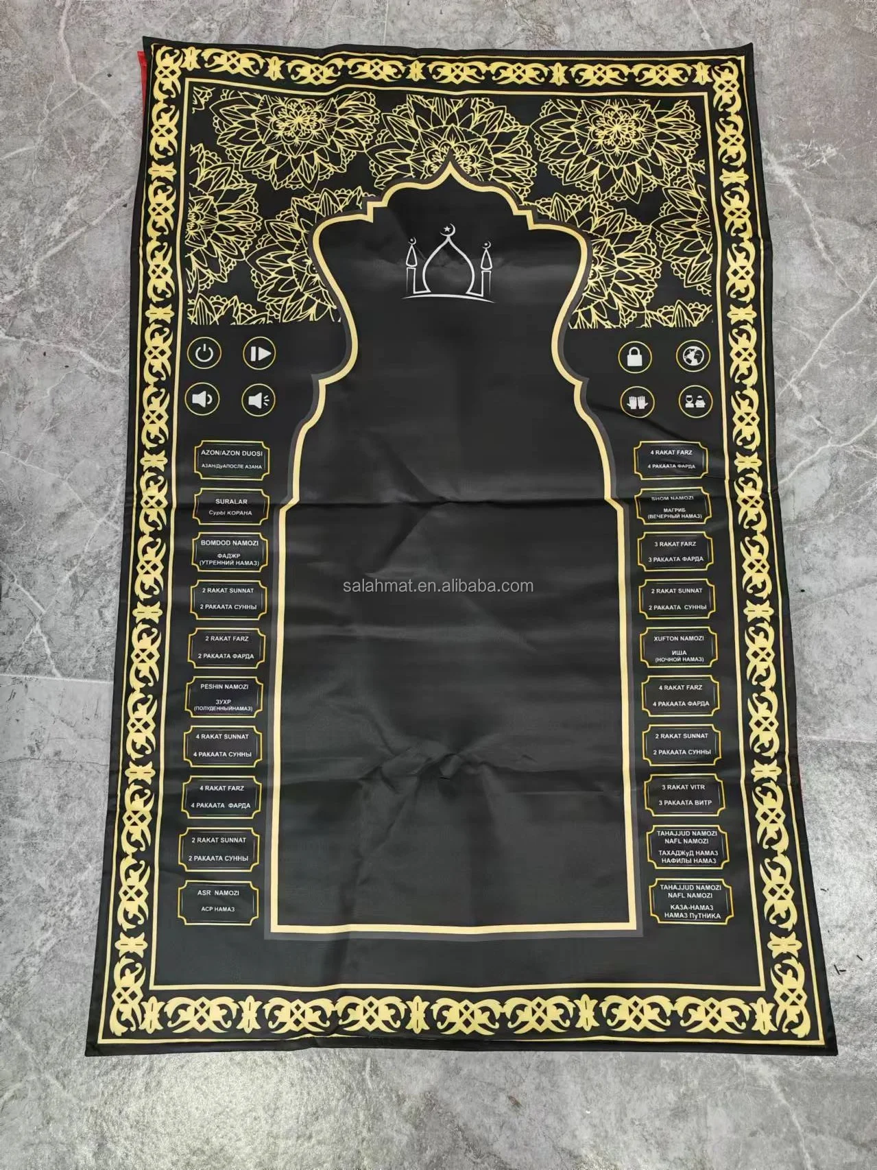 Electronic Adult prayer mat with 5 languages sajadah interactive prayer mat for islaimc Uzbek Russian Muslim Prayer Rugs Tajlk