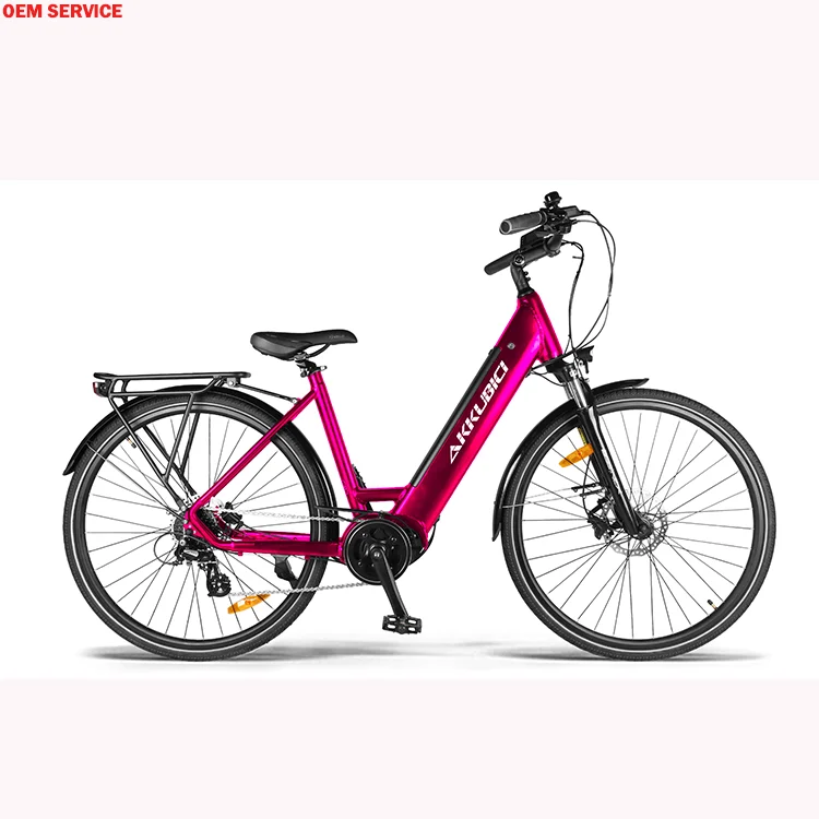Akkubici OEM Kenda 700c tire ebike 36V 250W 25km/h Bafang M200 mid motor City Electric Bicycle for lady