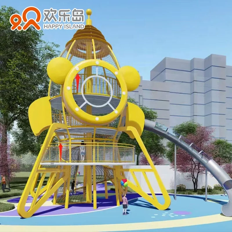 Rocket Slide Playground Equipment For Sale Park Space Theme Children Outdoor Amusement Equipment Design Factory