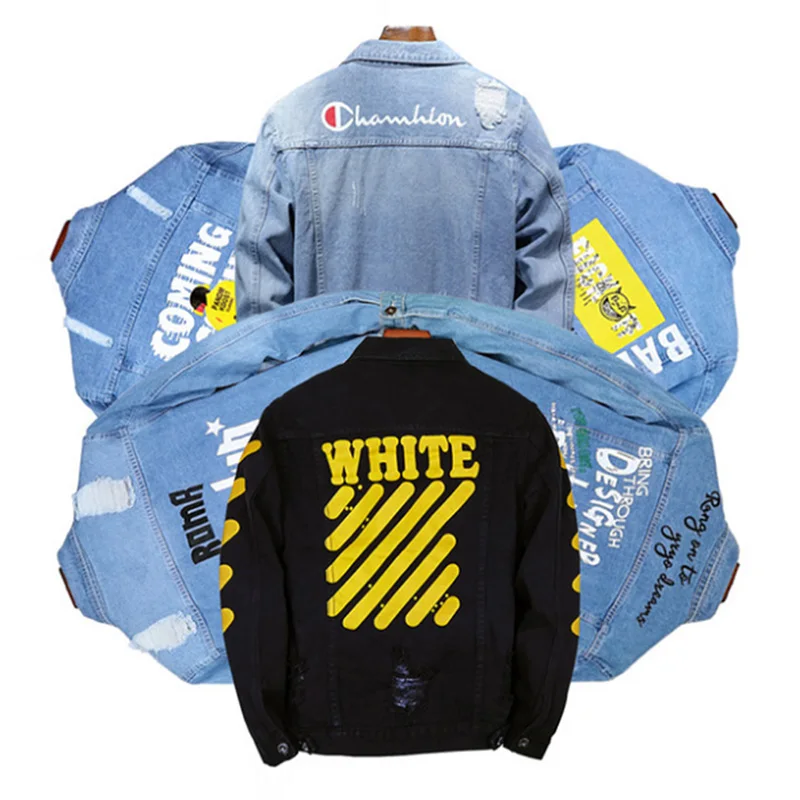 OXGIFT wholesale custom black blue mens denim jacket men