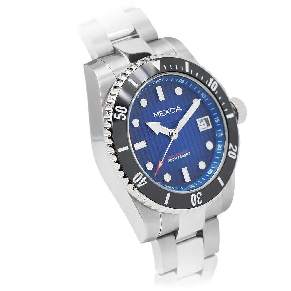 Mexda Analogue Watch Japanese Mechanical Movement Stainless Steel Case 10atm Waterproof Fashion Watch Sport Style Custom Logo