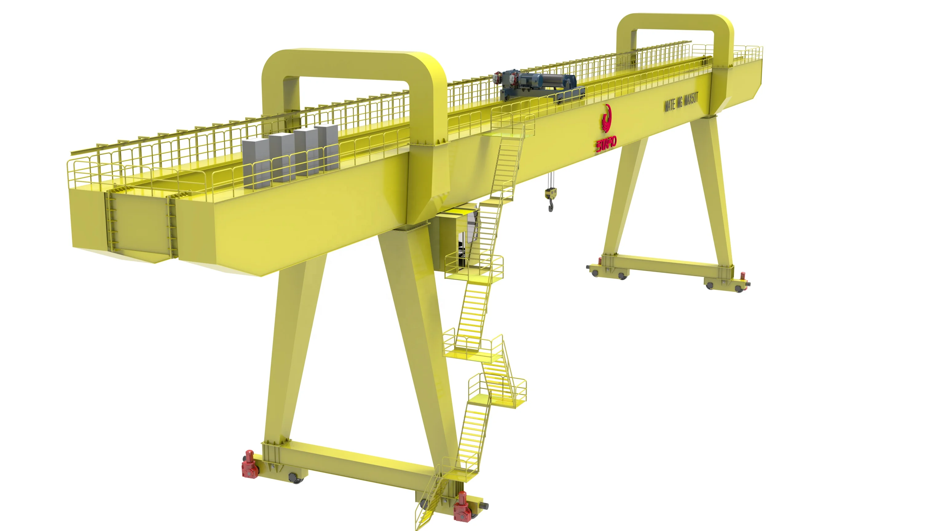 Boat lifting heavy duty RMG MG 30 tons Double girder gantry crane rubber tyre  mobile hoists crane cab remote control