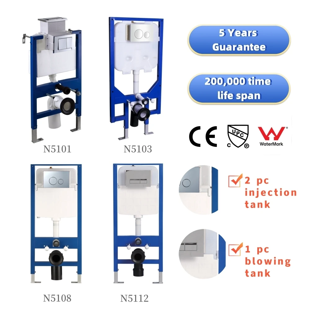 NUCA N5103 Concealed Flush Valve Push Button Plate Hot Sale for Hotel and Spa Spa Step Pneumatic Wall Hung Toilet