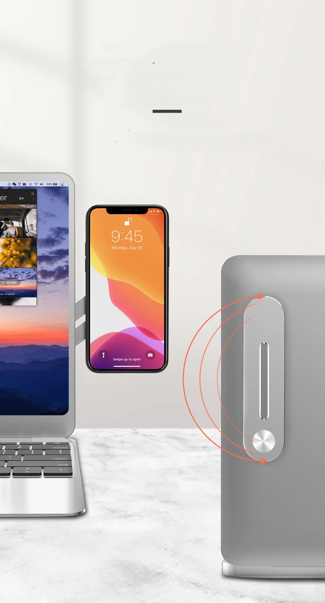 Creative home decoration notebook side screen magnetic portable metal expansion mobile phone holder