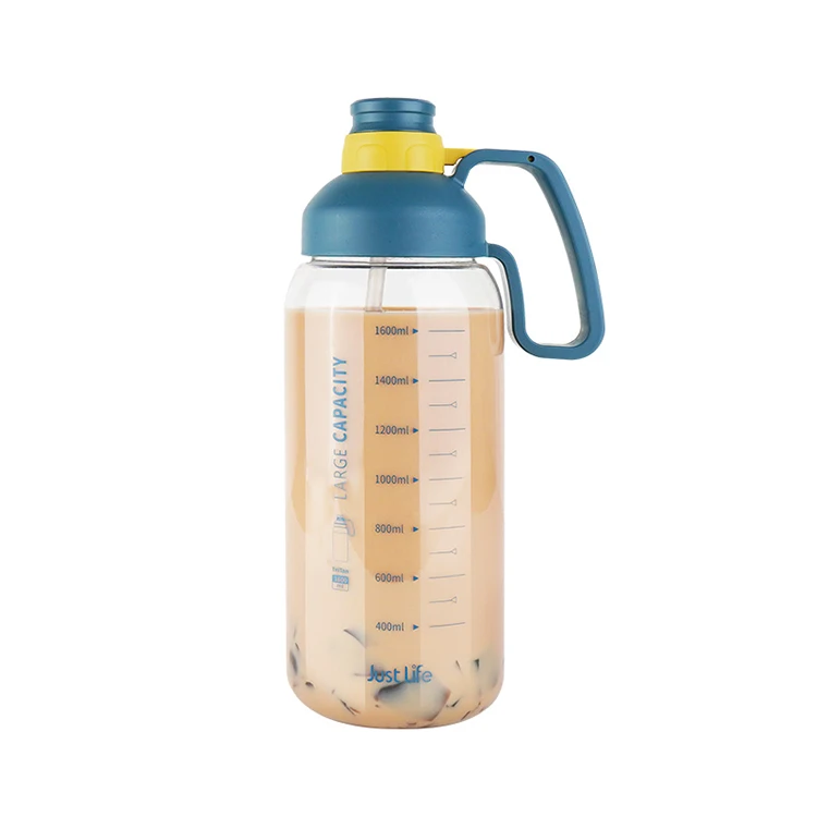Factory price 1.8L large capacity bpa free tritan wide mouth fruit water bottle with straw