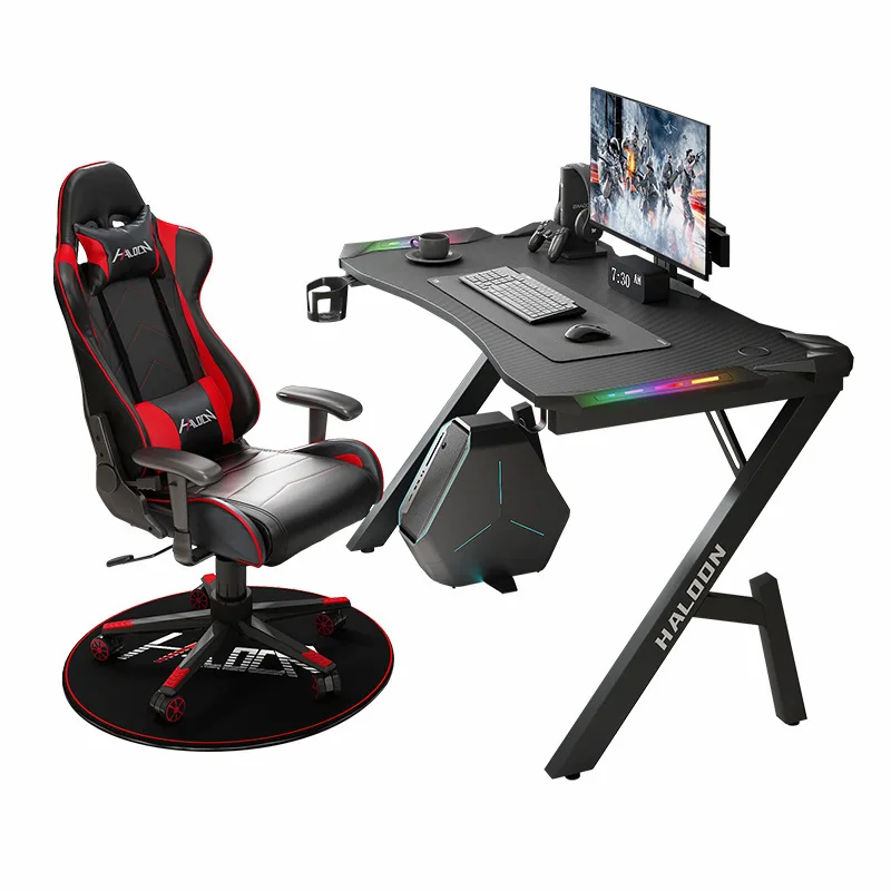 Professional Gaming Adjustable Game Club Office Table RGB led lights gaming Desk
