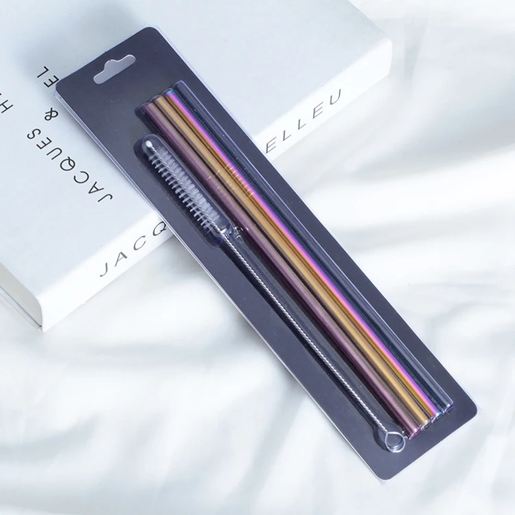 custom stainless steel metal reusable straw for drinking with free packing