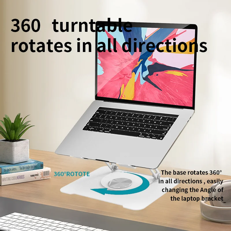 Wholesale Factory Price Foldable Metal Notebook Holder 360 Rotatable Height Adjustable Universal Laptop Stand for MacBook