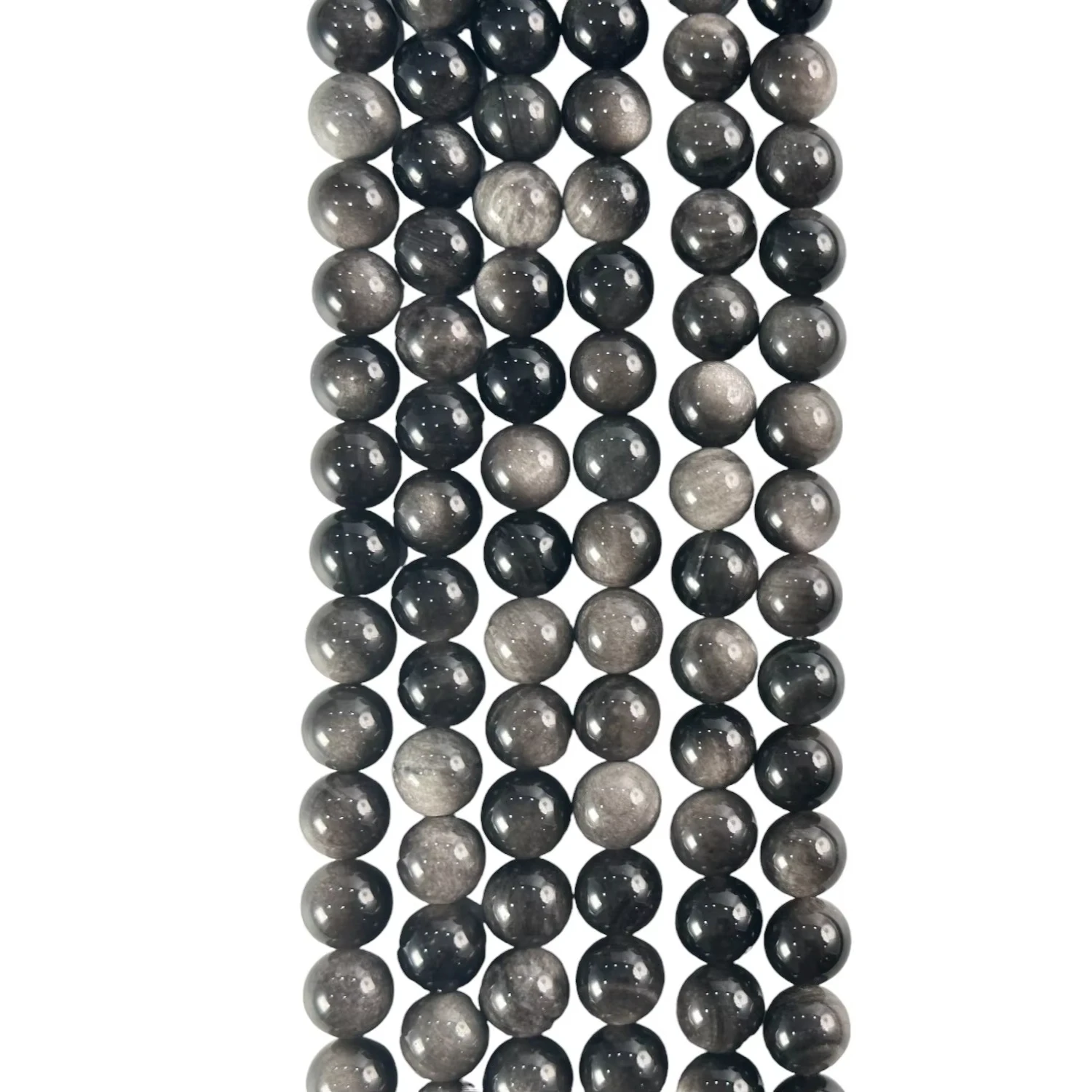 High Grade Attractive Elegant 6mm 8mm 10mm Round Beads Stone Silver Sheen Obsidian For Handcraft Designer