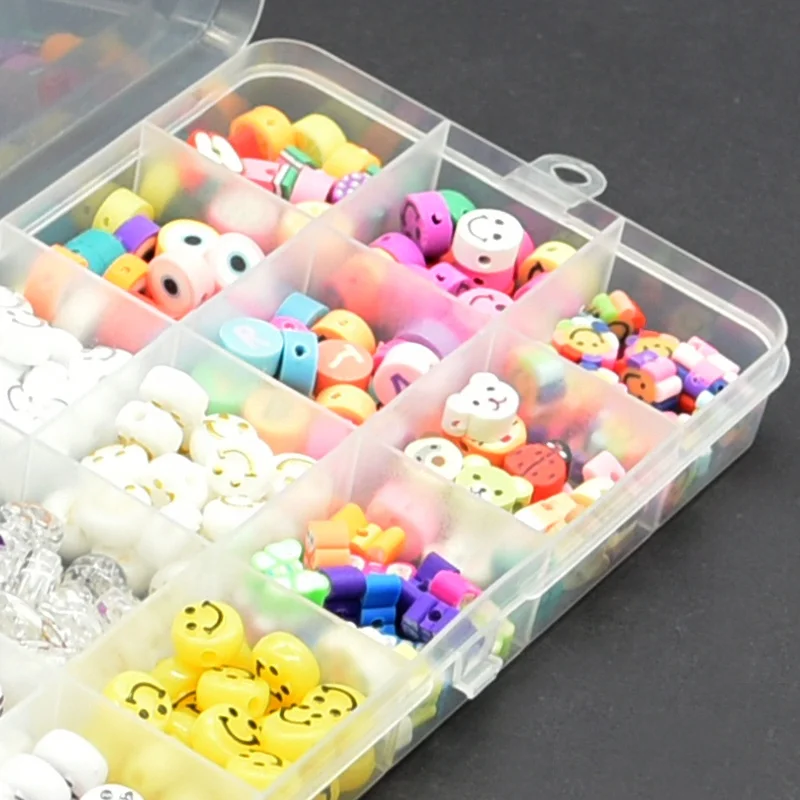 Hot Selling Animals Fruits Letter  Polymer Clay Beads Round Smiley face Acrylic Mixed Colors DIY Beads Kit For Jewelry Making