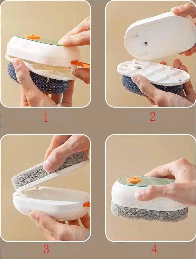 Automatic Liquid Kitchen Brush for Pot Pan Sink Dishwashing Dish Scrubber Brushes Sponges Dish Brush with Soap Dispenser